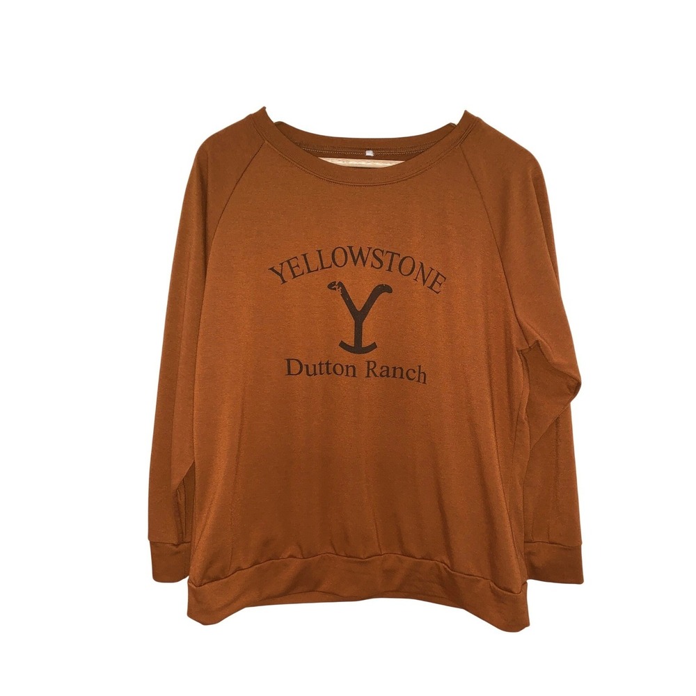 Yellowstone Dutton Ranch Graphic Sweatshirt Womens Brown Sz Large